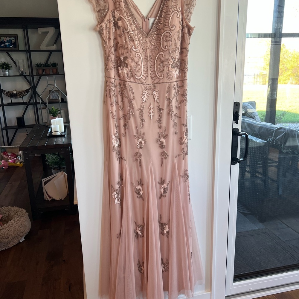 Adrianna Papell Blush Sequin Gown